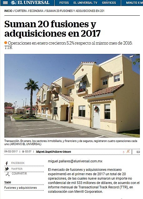 Suman 20 fusiones y adquisiciones en 2017